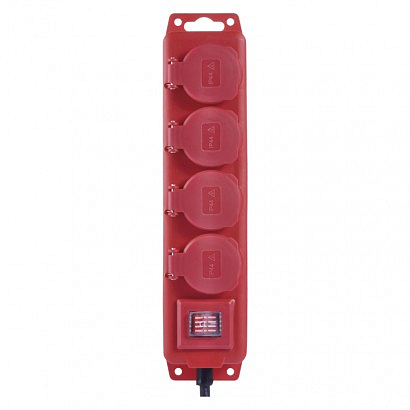 EMOS Prodlužovací kabel 10 m / 4 zásuvky / s vypínačem / černo-červený / guma-neopren / 1,5 mm2