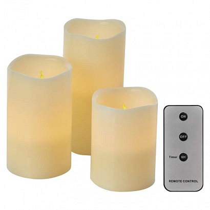EMOS LED dekorace – vosková svíčka, různé velikosti, 3x AAA, vnitřní, vintage, 3 ks, ovladač