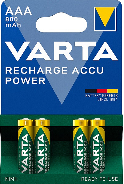 Baterie nabíjecí Varta Power AAA, HR03, 800mAh, Ni-MH 4 ks